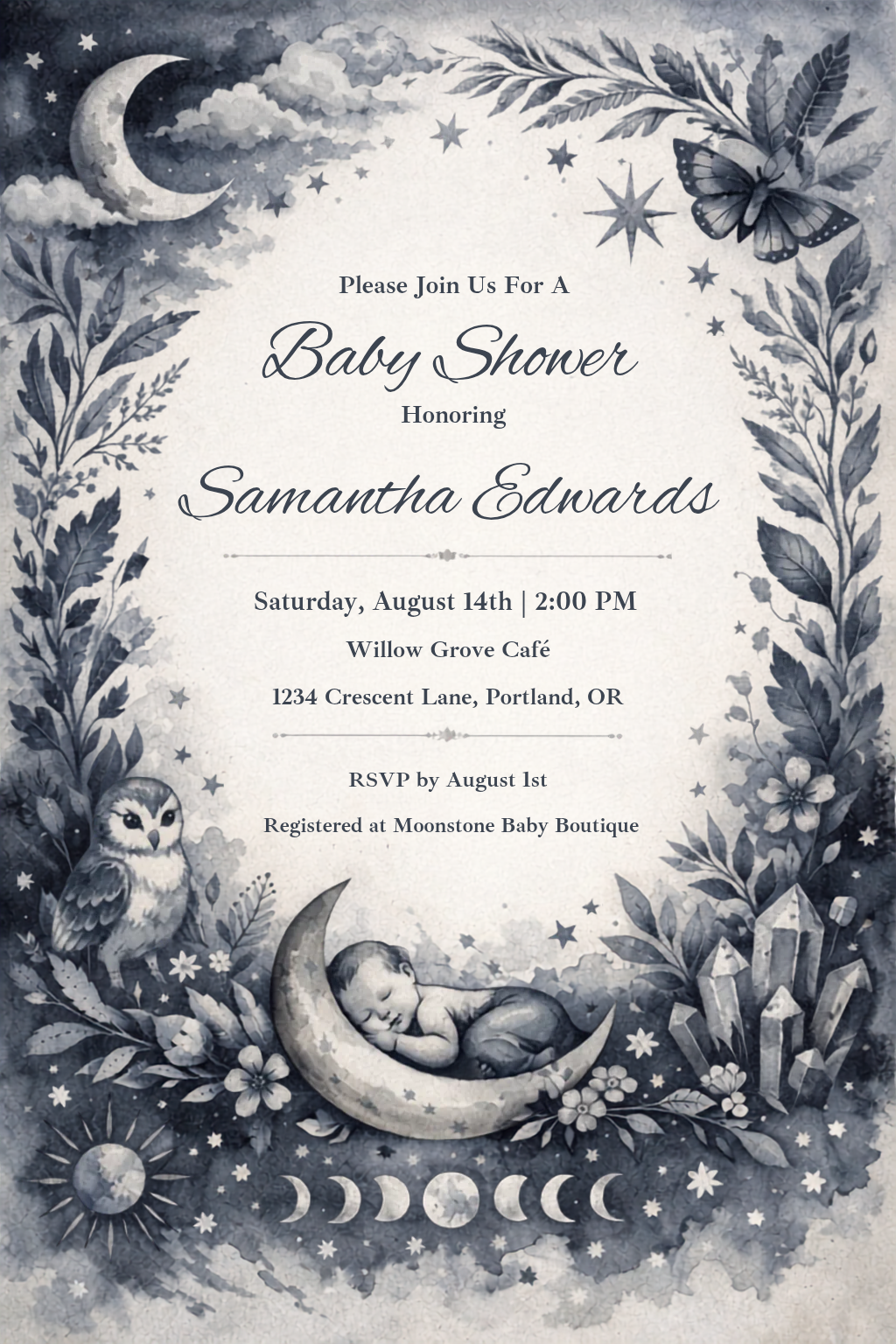 Celestial Baby Shower Invitations Bundle - 5 Designs (blank/diy)